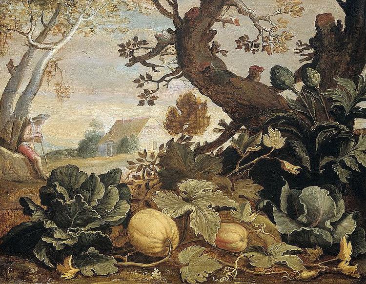  Landscape with fruit and vegetables in the foreground